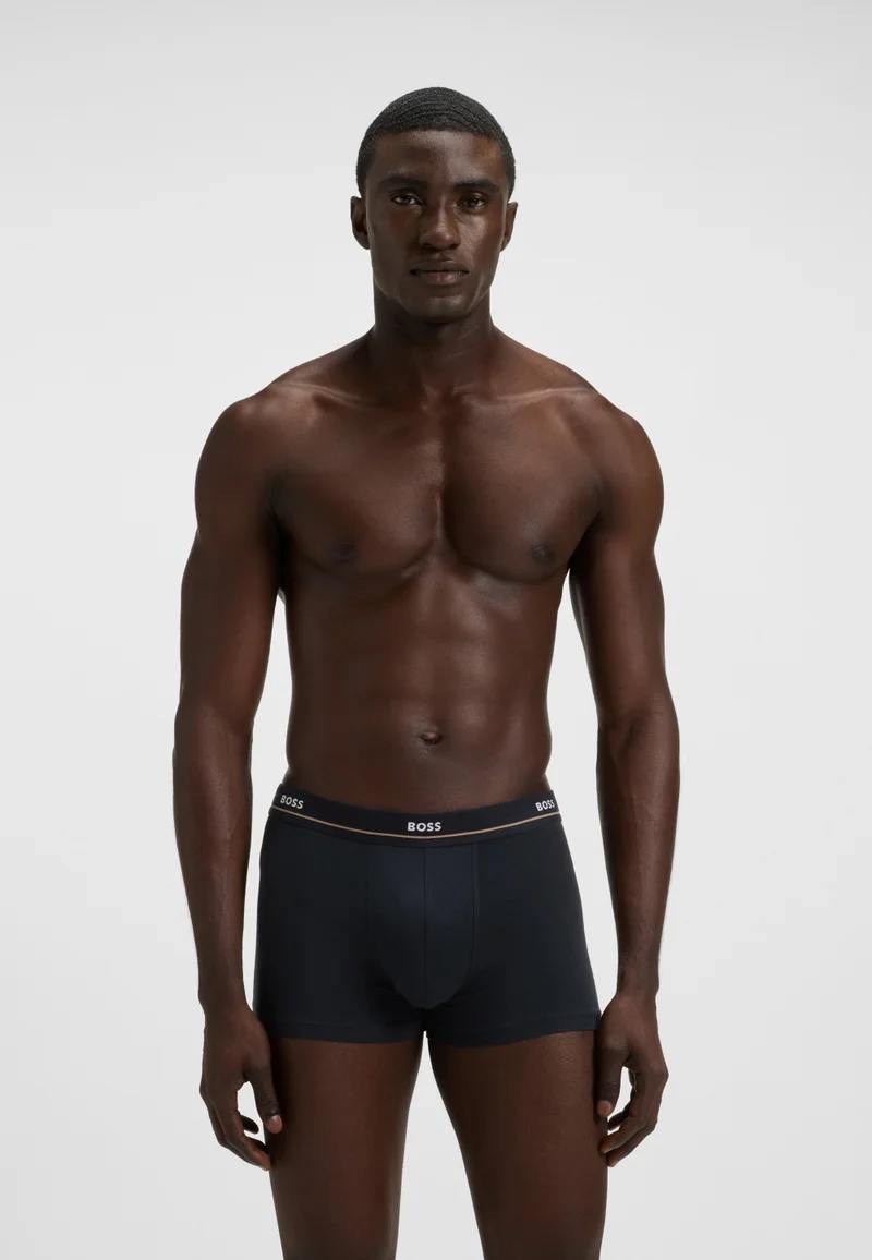BOSS Five-pack of stretch-cotton trunks with logo waistbands