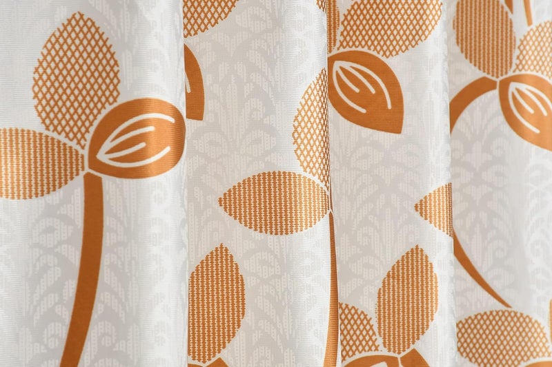 Yarnis Yarnis 9 feet Polyester LightFiltering 2 Floral Printed 1 Plain Eyelet Long Door Curtain Golden Color Combo Pack of 3 - Image 4