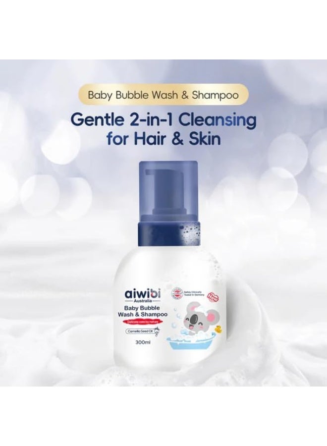 aiwibi Baby Bubble Wash & Shampoo 300ml, Gentle Baby Body Wash and Shampoo With Camellia Seed Oil For Hair & Skin - Image 4