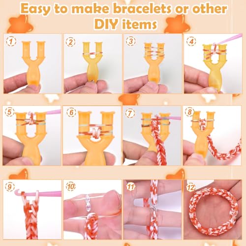 PATPAT® Loom Rubber Band Bracelet Making Kit, 13-Color Elastic Woven Rubber Bands Bracelet Making Set with Assorted Charms, DIY Jewelry Craft Set with Beads, Cords & Accessories for Kids and Adults - Image 4