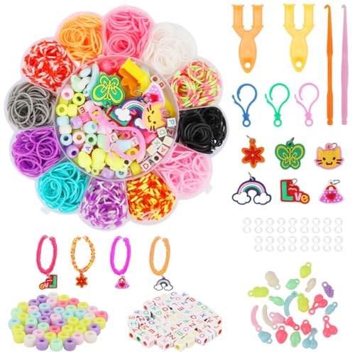 PATPAT® Loom Rubber Band Bracelet Making Kit, 13-Color Elastic Woven Rubber Bands Bracelet Making Set with Assorted Charms, DIY Jewelry Craft Set with Beads, Cords & Accessories for Kids and Adults - Image 1