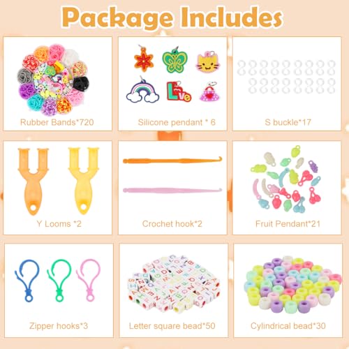 PATPAT® Loom Rubber Band Bracelet Making Kit, 13-Color Elastic Woven Rubber Bands Bracelet Making Set with Assorted Charms, DIY Jewelry Craft Set with Beads, Cords & Accessories for Kids and Adults - Image 2