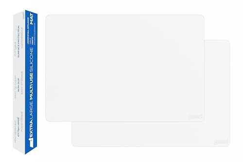 GASARÉ, Set of 2, Extra Large, Thick, Silicone Mats for Kitchen Counter, Heat Resistant Mats, Countertop Protector, Non-Slip, Easy to Clean, 25 x 17 Inches x 1.4mm, White - Image 1