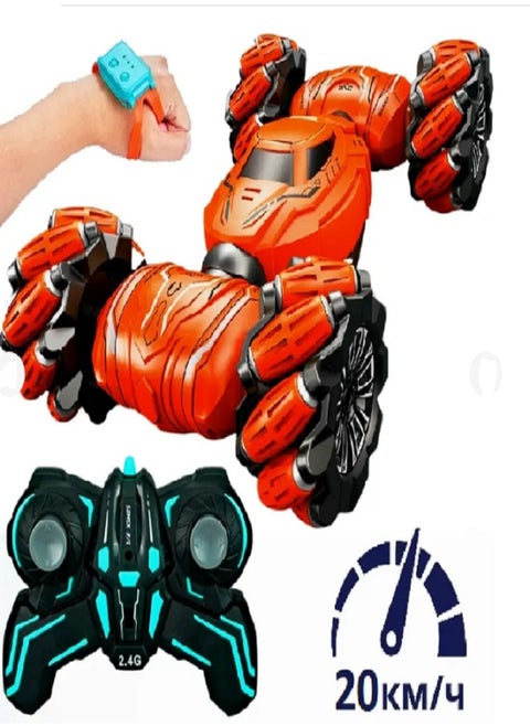 Machine Flippable Stunt Drift, Remote Control Controlled Stunt Car 27cm, with Manual Control (Orange)