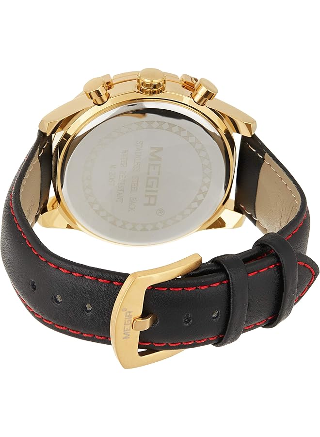MEGIR Mens Quartz Watch Chronograph Display And Leather Strap 2067G - Image 2