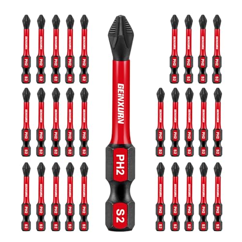 Geinxurn 30Pieces Magnetic 2 Phillips 2 in Hex AntiSlip Screwdriver Bits 14 Inch Hex Shank Impact Tough PH2 Cross Screwdriver Bits Set - Image 1