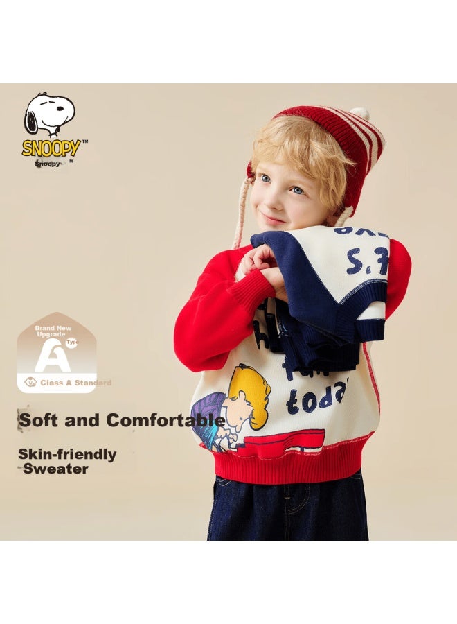 Snoopy Kids Sweater Boys Knitwear Toddler Warm Pullover Cool Friend Red - Image 1