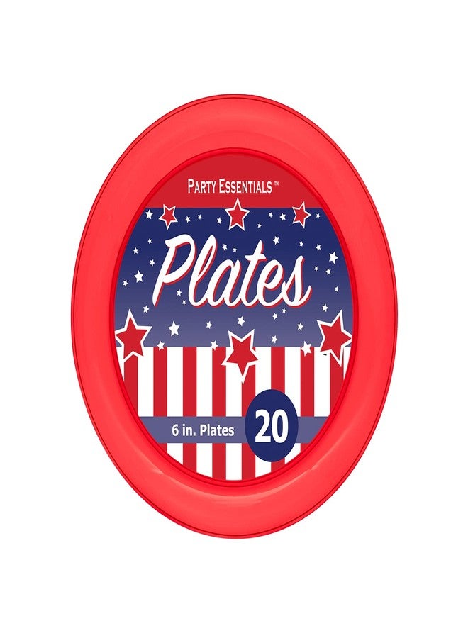 Party Essentials Patriotic Assortment Disposable Hard Plastic Party Plates, Red/Clear/Blue, 6", 20-Count - Image 3