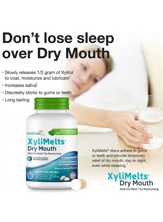 Oracoat أورا كوت زايلي ميلتس لتخفيف جفاف الفم أقراص لاصقة فموية مرطبة بنكهة النعناع الخفيف مع زايليتول، لجفاف الفم، تحفز اللعاب، غير حمضي، للاستخدام نهارًا وليلاً، إطلاق بطيء لمدة تصل إلى 8 ساعات، 100 حبة - Image 4