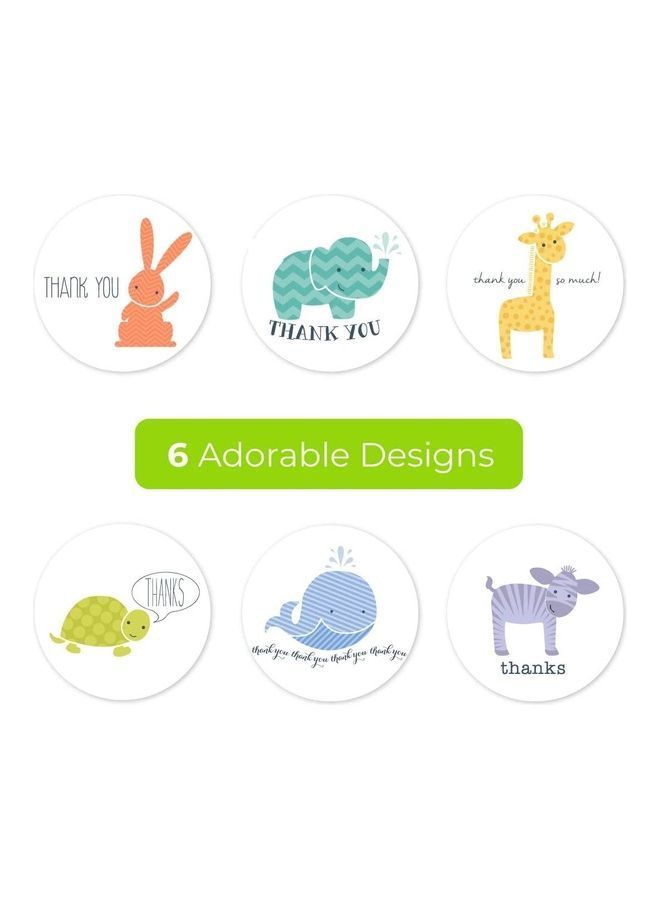 NIBEMINENT Animals Thank You Printed Stickers Roll Multicolour - Image 4