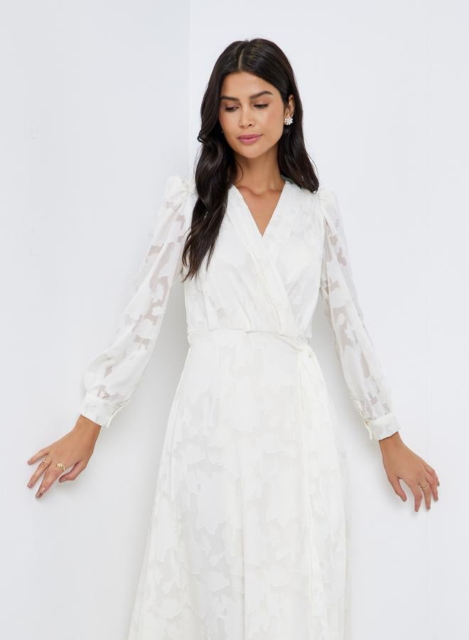 Styli All-Lace Balloon Sleeves Wrap Maxi Dress - Image 2