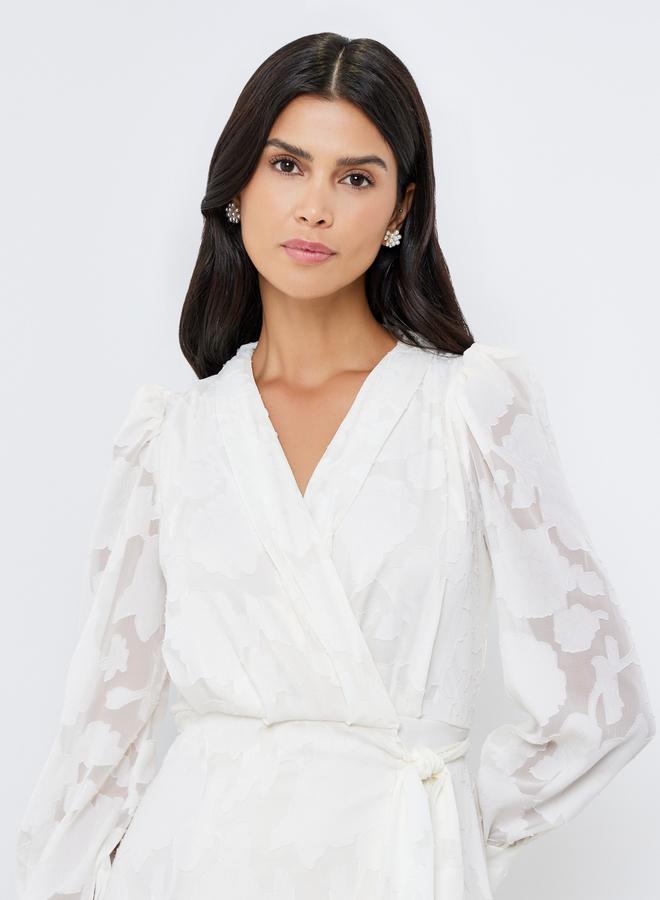 Styli All-Lace Balloon Sleeves Wrap Maxi Dress - Image 3