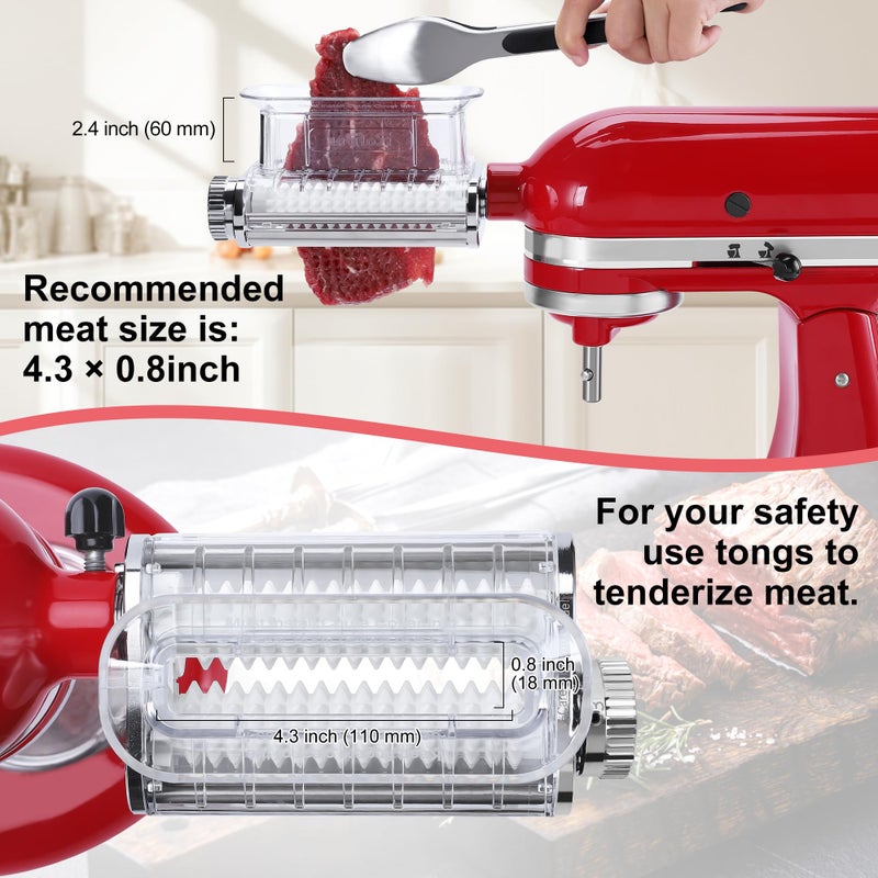 RAFBAR Meat Tenderizer Attachment for Kitchenaid Stand Mixers, 3 Adjustable Thickness, Meat Tenderizer Machine with Transparent Cover, Meat Cuber Accessories for Kitchen aid, Dishwasher Safe - Image 3
