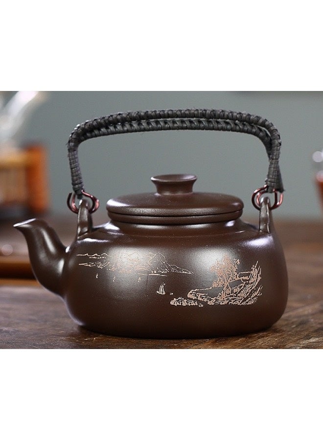 Lesha Teapot Zisha Teapot Chinese Tea Pot Kung Fu Zisha Large Capacity Tea Pot With Filter Creative Handle Purple Clay Teapot Kettle Pottery Teapot - Image 5