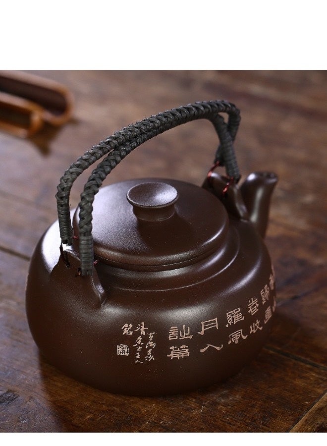 Lesha Teapot Zisha Teapot Chinese Tea Pot Kung Fu Zisha Large Capacity Tea Pot With Filter Creative Handle Purple Clay Teapot Kettle Pottery Teapot - Image 2