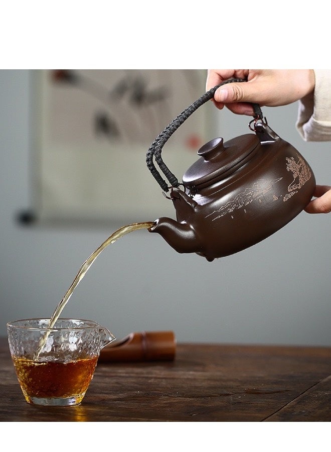 Lesha Teapot Zisha Teapot Chinese Tea Pot Kung Fu Zisha Large Capacity Tea Pot With Filter Creative Handle Purple Clay Teapot Kettle Pottery Teapot - Image 4