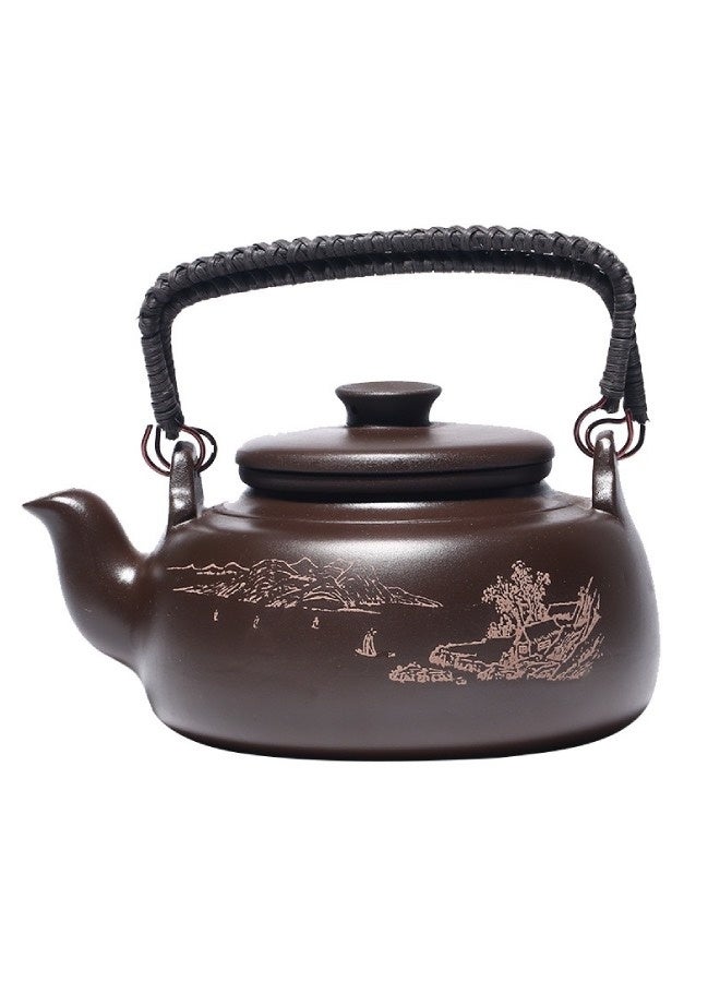 Lesha Teapot Zisha Teapot Chinese Tea Pot Kung Fu Zisha Large Capacity Tea Pot With Filter Creative Handle Purple Clay Teapot Kettle Pottery Teapot - Image 1
