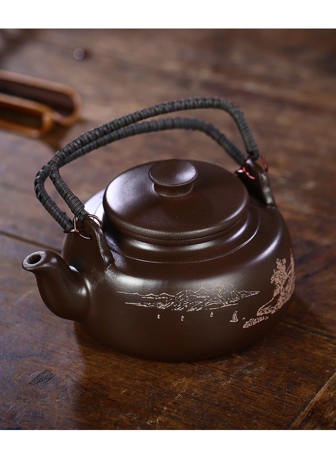 Lesha Teapot Zisha Teapot Chinese Tea Pot Kung Fu Zisha Large Capacity Tea Pot With Filter Creative Handle Purple Clay Teapot Kettle Pottery Teapot - Image 3