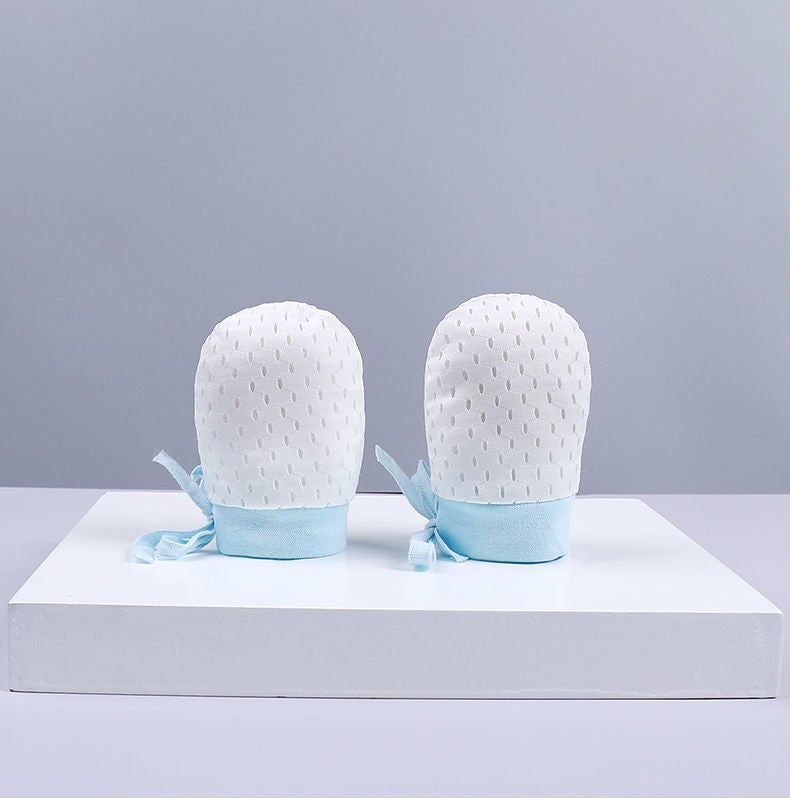Newborn Ice Silk Anti-Scratch Gloves Drawstring Adjustable Anti-Scratch Face Newborn Baby Small Gloves Baby Products - Image 4