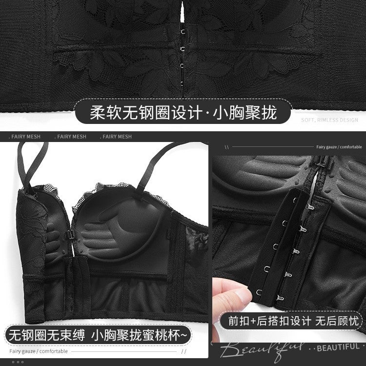 Summer Small Breast Front And Rear Buckle Palm Push-Up Bra Without Rims Plus Height Measurement Strapless Women'S Underwear - Image 2