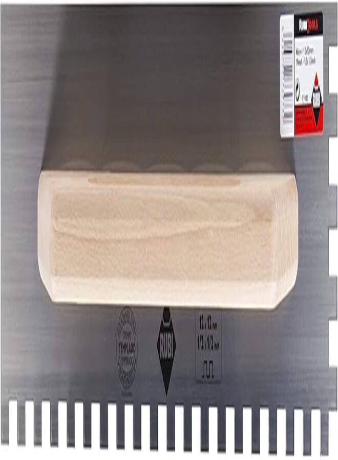 RUBI STEEL NOTCHED TROWEL 19"(48 CM) 1/2"X1/2" (12X12 MM)(73973)