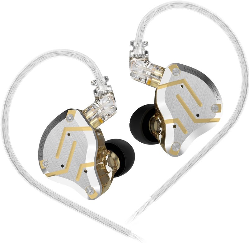 Kinboofi سماعة أذن مراقبة داخل الأذن KZ ZS10 Pro، 4BA 1DD سماعة رأس KZ متعددة المشغلات داخل الأذن IEM، سماعة أذن KZ، مراقبة على المسرح للمغني وعازف الجيتار والدرامز (ذهبي، بدون ميكروفون) - Image 1