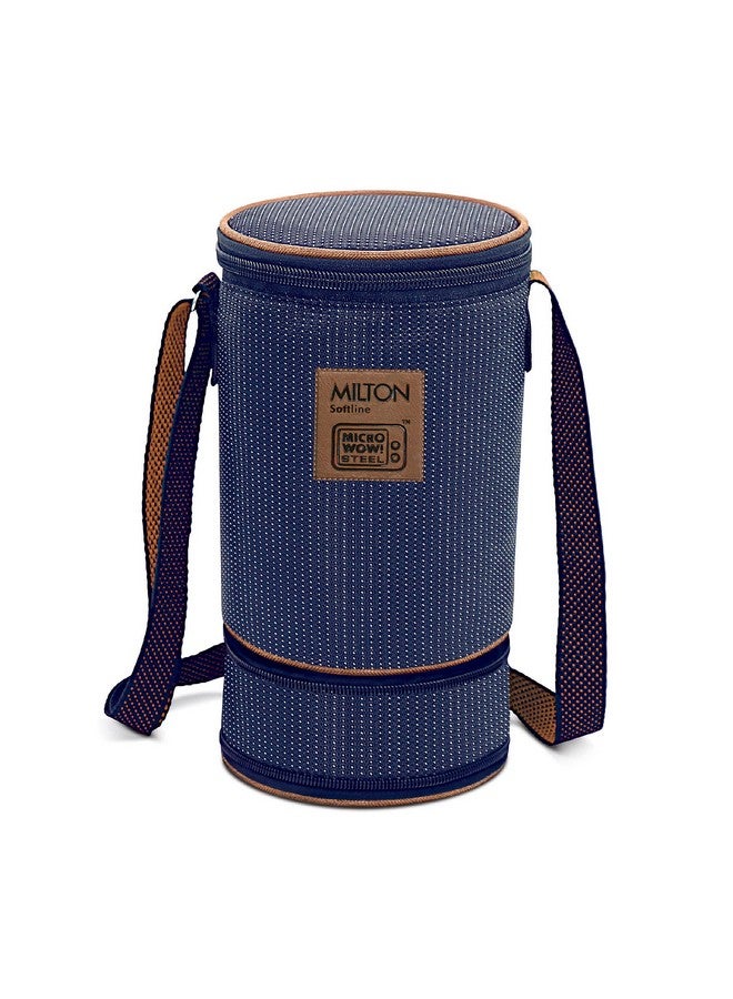 Milton MILTON Flexi 3+1 Lunch Box with Insulated Fabric Jacket, 4 Inner Stainless Steel Containers (180 ml, 320 ml, 320 ml, 450 ml), Microwave Safe & Leak-Proof Tiffin for Office, School, College, Blue  - Image 3