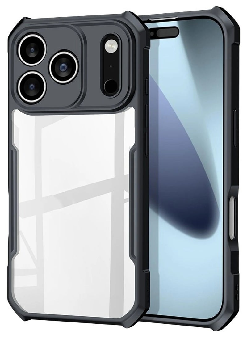Clear Case for iPhone 17 Pro Max | Premium Rugged | Durable Shock-absorbing Frame | Black Border | Thermoplastic Polyurethane | Airbag Anti-drop Protection - Clear