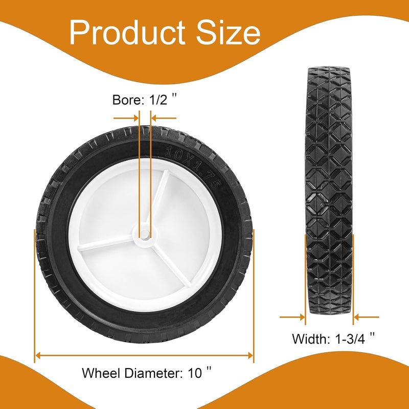 Antanker 10 Inch Lawn Mower Wheel Replaces for Oregon 72-110 Hand Trucks Utility Carts 10" x1.75" Wheel, 2Pcs - Image 3
