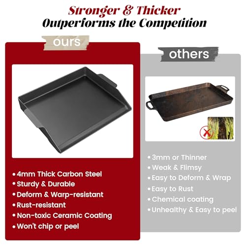 GORGERILA Griddle for Gas Grill, 23" X 16" Universal Cast Iron Griddle Insert for Weber Nexgrill Gas Stove Flat Top Charcoal Electric Grill Plate Outdoor Cooking Pan Camping Teppanyaki BBQ Accessory - Image 2