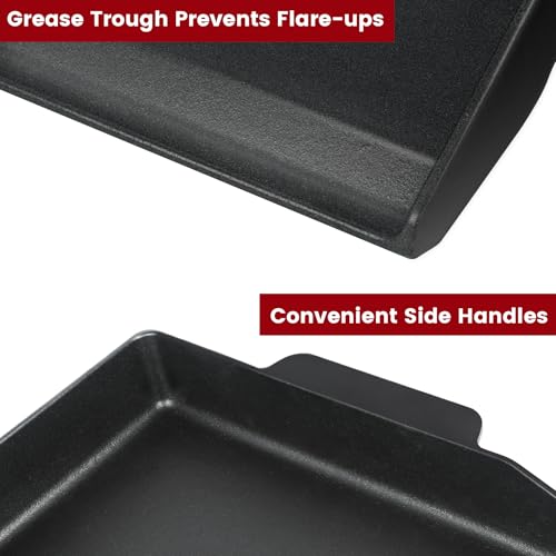 GORGERILA Griddle for Gas Grill, 23" X 16" Universal Cast Iron Griddle Insert for Weber Nexgrill Gas Stove Flat Top Charcoal Electric Grill Plate Outdoor Cooking Pan Camping Teppanyaki BBQ Accessory - Image 4