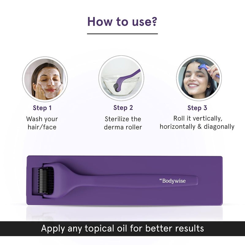 Bodywise Advance Derma Roller for Women  540 Micro 05mm Titanium Alloy Needles  Faster Absorption of Oils  Serums  Reduces Hair Fall  Stimulates Hair Follicles  Safe Easy  Effective To Use - Image 4