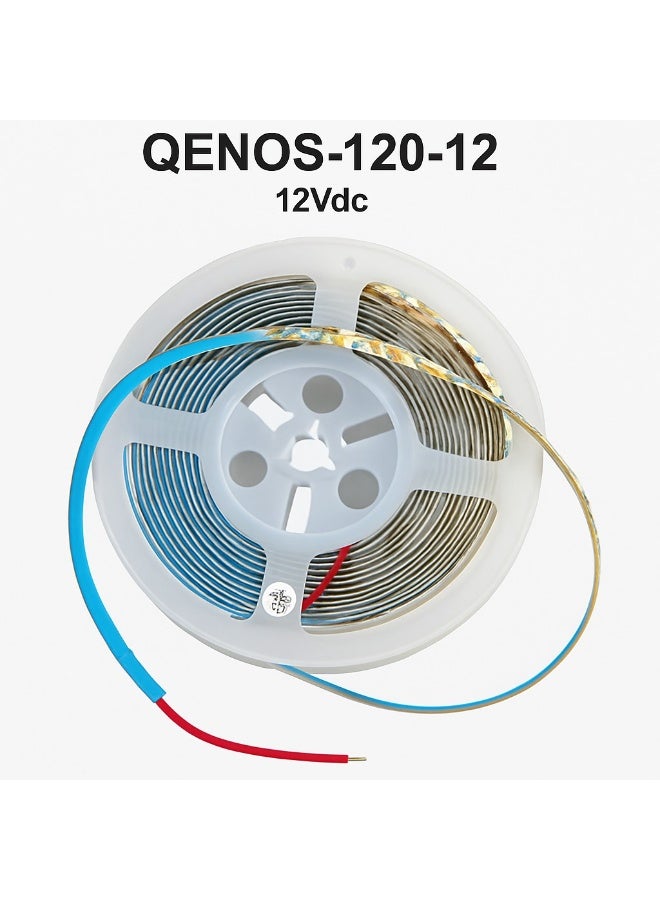 QENOS-120-12 LED Strip Light, 5 Meter Roll, 120 LEDs/m, 12V DC, High-Quality Adhesive Backing for Decorative Cove Lighting, Ceilings, Kitchens, and Bedrooms. - Image 4