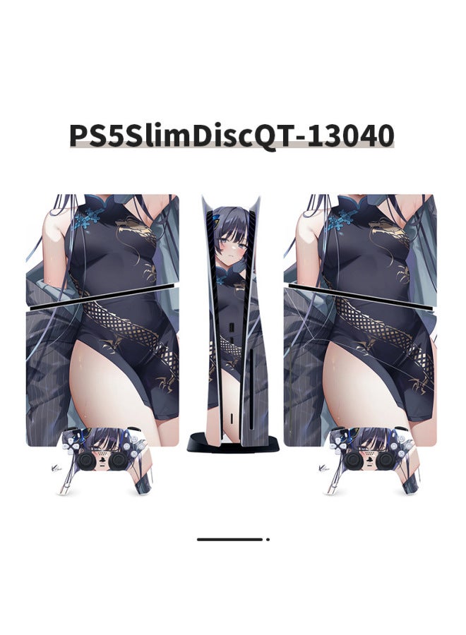 Suitable For Sony PS5 Game Console Sticker Optical Drive Version Protective Film Fashion Cartoon Animation Full Set Of Sticker Film-Color:PS5SlimDiscQT-13040 - Image 1