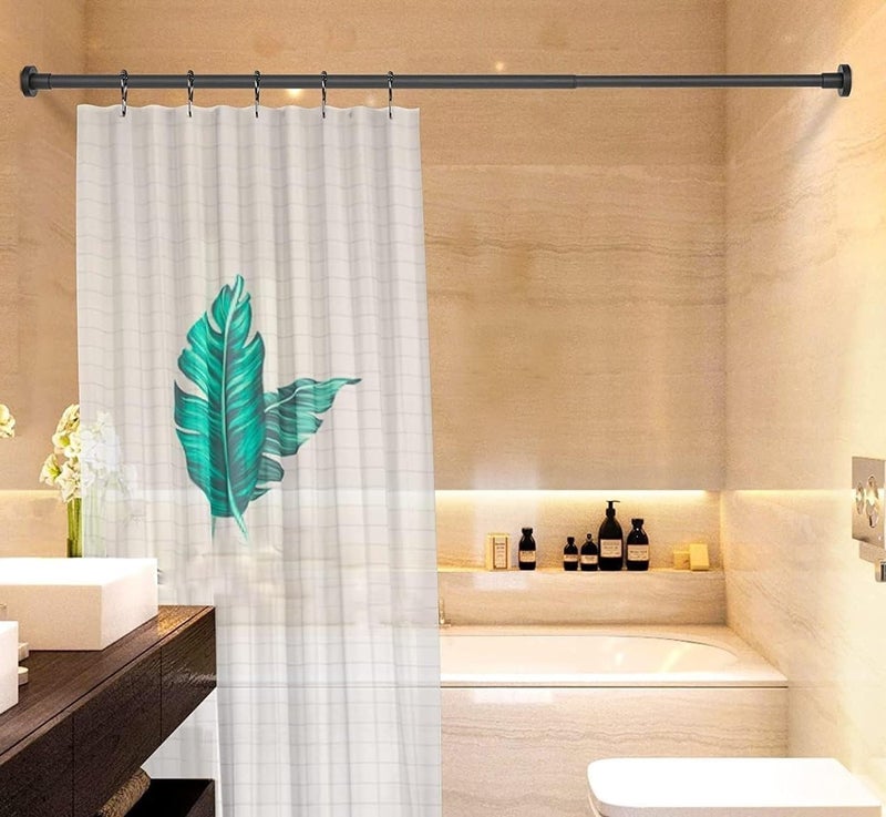 Tension Shower Curtain Rod: Telescopic Shower Doorway Curtain Rod- Never Rust Stainless Steel Curtain Rod- Non-Slip Adjustable Tension Spring Curtain Rod –No Drilling (85-140cm/black) - Image 3
