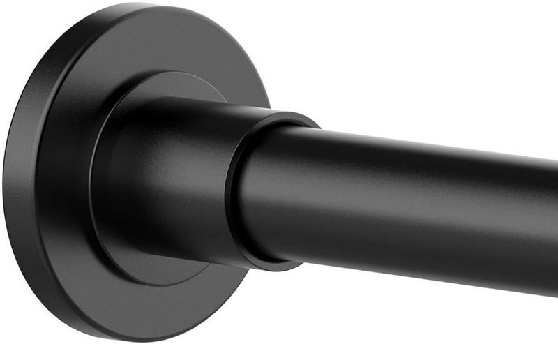 Tension Shower Curtain Rod: Telescopic Shower Doorway Curtain Rod- Never Rust Stainless Steel Curtain Rod- Non-Slip Adjustable Tension Spring Curtain Rod –No Drilling (85-140cm/black) - Image 1