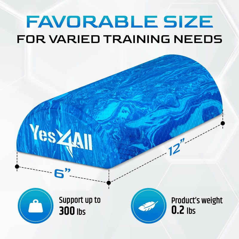 Yes4All Half Round Foam Roller, EVA Firm Half Foam Roller for Yoga, Half Yoga Back Roller for Muscle Massage for Pilates, Balance & Core Exercises - 12/36 inches - Blue, 12 inches - Image 2