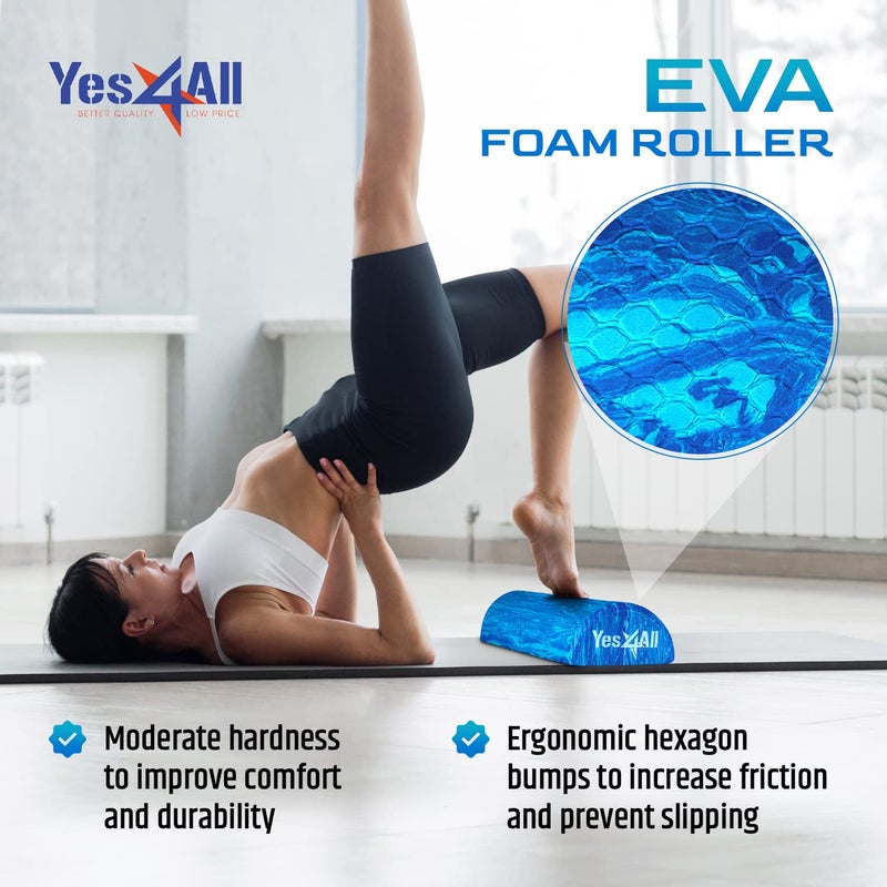 Yes4All Half Round Foam Roller, EVA Firm Half Foam Roller for Yoga, Half Yoga Back Roller for Muscle Massage for Pilates, Balance & Core Exercises - 12/36 inches - Blue, 12 inches - Image 3