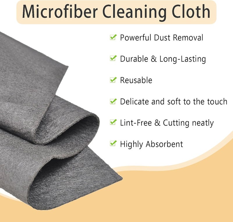 Duomama 8 Pack Reusable Microfiber Cleaning Cloths - Lint Free, Thickened, Gray - Suitable for Windows, Mirrors, Glass, Cars - Eco-Friendly Cleaning Rags - Image 3