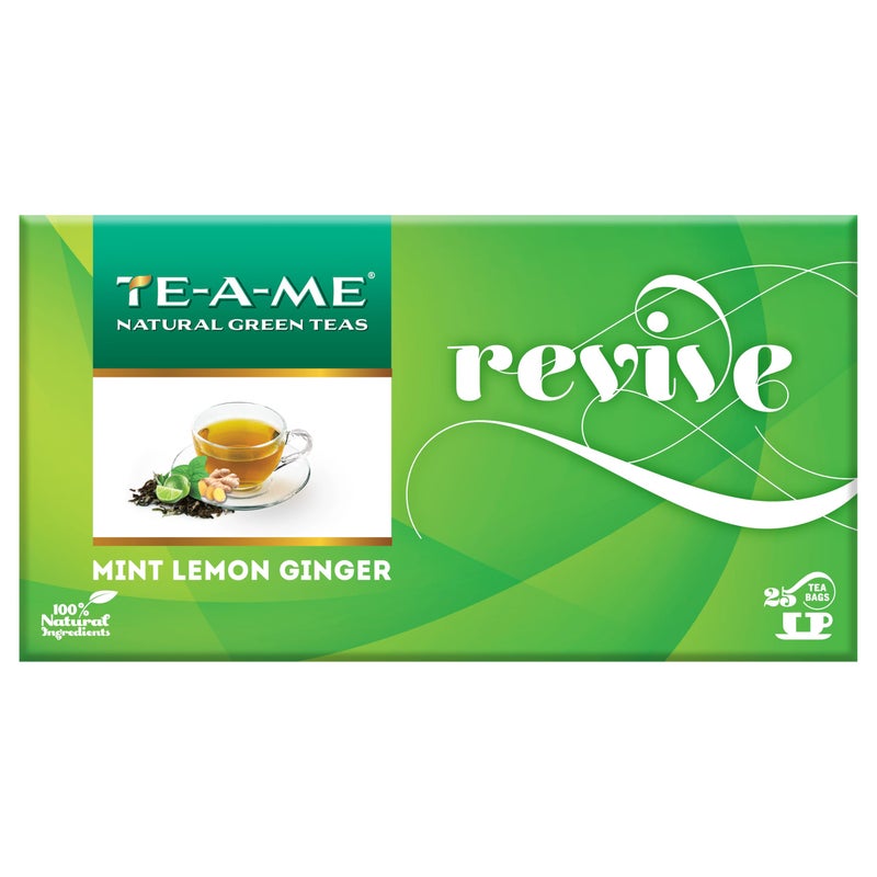 TE-A-ME Green Tea Bags 25 pcs - Mint Lemon Ginger| Ginger, Mint & Lemon Green Tea Bags - Image 5