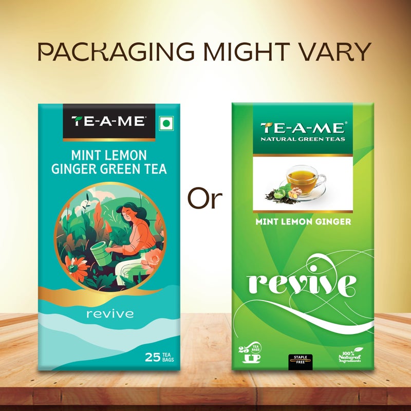 TE-A-ME Green Tea Bags 25 pcs - Mint Lemon Ginger| Ginger, Mint & Lemon Green Tea Bags - Image 2
