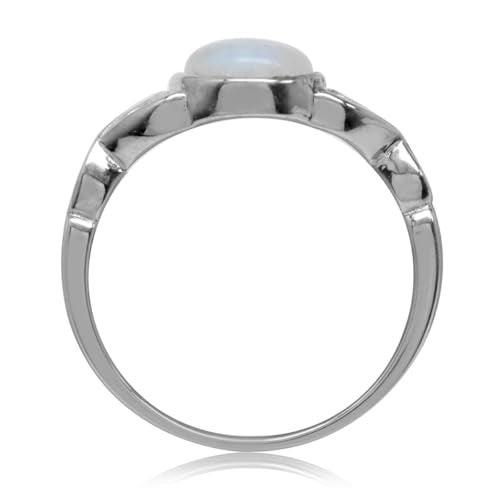 Silvershake 7mm Natural Moonstone 925 Sterling Silver Victorian Style Solitaire Ring Size 12 - Image 4
