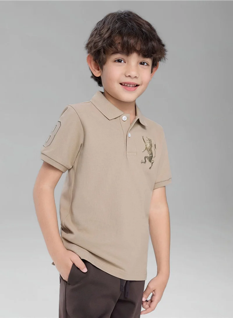 جيوردانو بولو قطن للأطفال بقصة ضيقة وتطريز أسد