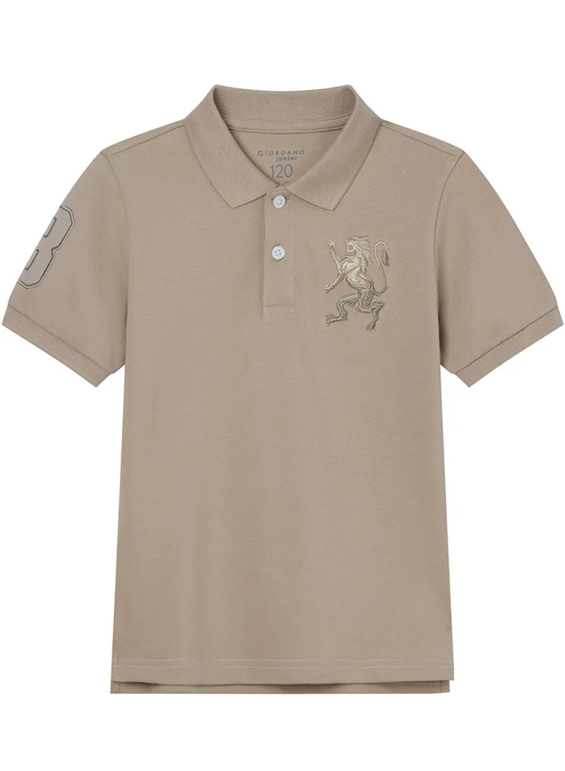 GIORDANO  Kids’ Slim Fit Lion Embroidered Cotton Polo  | Best Price UAE