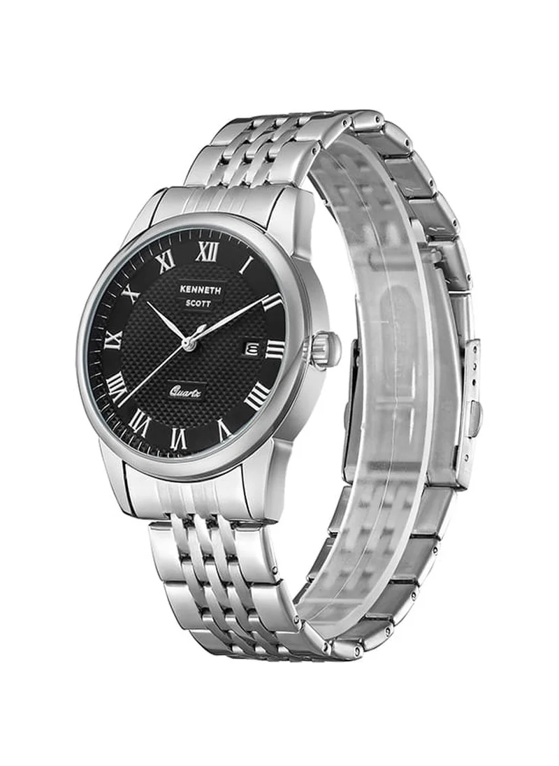 KENNETH SCOTT Kenneth Scott K23030-SBSB Men's Analog Display Watch & Stainless Steel Strap Silver