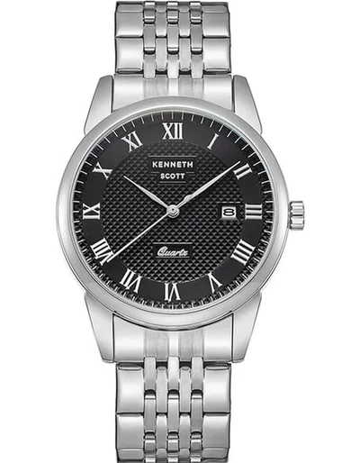 KENNETH SCOTT Men's Analog Display Watch With Silver Stainless Steel Strap - K23030-SBSB