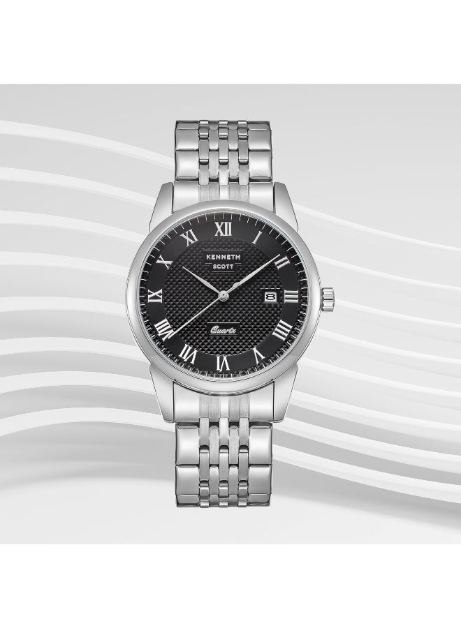 KENNETH SCOTT Men's Analog Display Watch With Silver Stainless Steel Strap - K23030-SBSB - Image 2