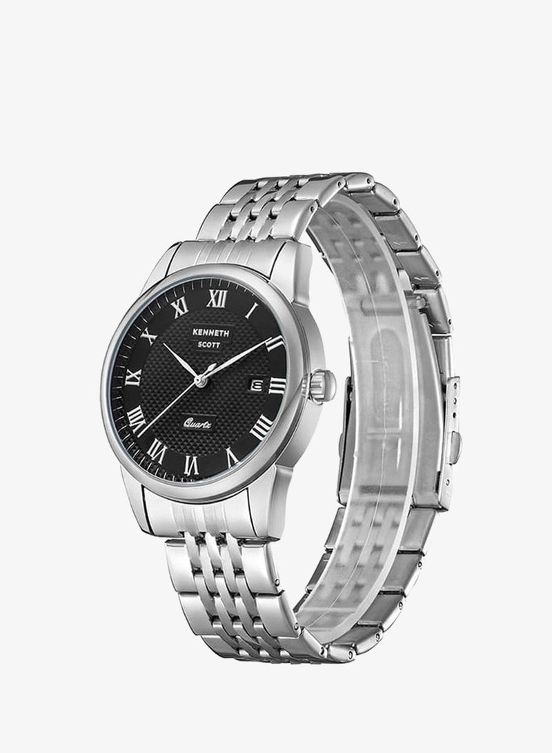 KENNETH SCOTT Men's Analog Display Watch With Silver Stainless Steel Strap - K23030-SBSB - Image 4