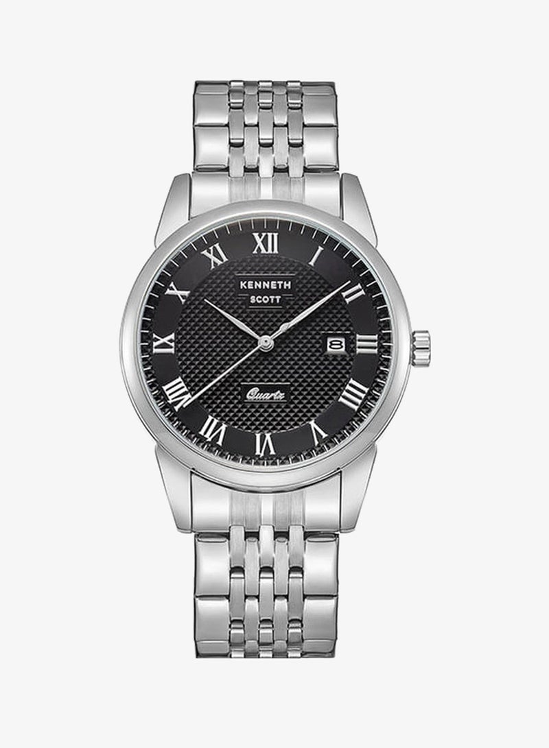 KENNETH SCOTT Men's Analog Display Watch With Silver Stainless Steel Strap - K23030-SBSB - Image 1