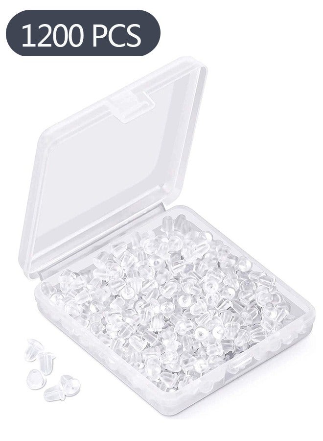 1200-Piece Silicone Earring Backs Earring Backings, Soft Clear Ear Safety Back Pads with Box, Earring Replacements Backs Pads - Image 1